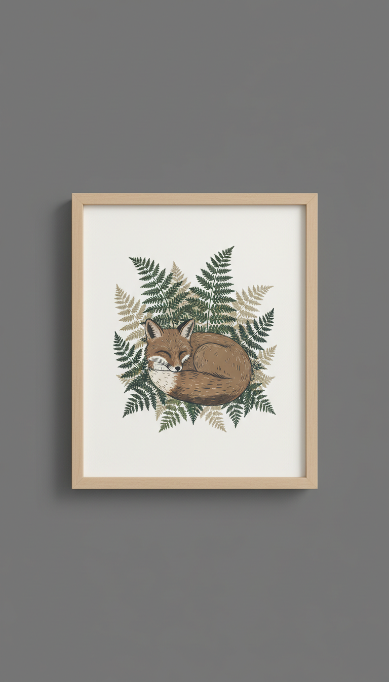 Framed Limited Edition Print — Red Fox in Ferns